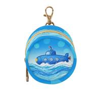 Cartoon Cute Blue Submarine nouveau-né Boy Tétine Case avec fermeture éclair et clip porte-monnaie, porte-monnaie, accessoires de voyage