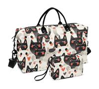 Cartoon Cute Cats Decorative Overnight Bag Sports Gym Tote Bag with Toiletry Bag for Workout 2 Pcs Set bolso de Mano para viajar en Avion