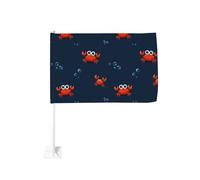 Cartoon Cute Crabes With Big Eyes Car Flag Outdoor Window Clip 30x45cm Double Side Car Decoration