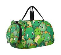 Cartoon Cute Dinosaur Green Boy Gym Duffel Bag with Shoes Compartiment Multifonctionnel Personal Item Travel Bag for Travel Sports Duffel Weekender