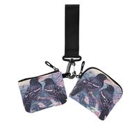 Cartoon Cute European Starling Birds Purple Women Wallets Card Cases Small Portable Credit Card Wallet Case with Keychain for Travel 2 Packs Wallet Para Tarjetas, Dessin animé mignon oiseaux