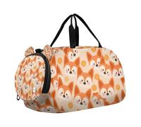 Cartoon Cute Fox Sun Orange Garcon Gym Duffel Bag with Shoes Compartiment Multifonctionnel Personal Item Travel Bag for Boys and Girls