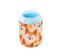 Cartoon Cute Fox Sun Orange Portable Pet Foot Cleaner with Soft Massage Brush Pet Bath Brush for Small Medium Dogs & Cat Races