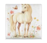 Cartoon Cute Horse Flower and White Butterfly PU Leather Toursuit Car Registration and Assurance Card Holder Auto Truck Comparment Accessories Case for Cards, Essential Document Driver License, dessin