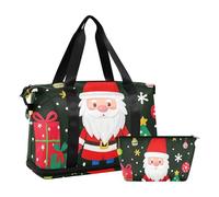 Cartoon Cute Merry Christmas Santa Claus Travel Bag Carry on Bag with Toiletry Bag for Travel Lot de 2, Dessin animé mignon Merry Christmas Santa Claus, 1 size