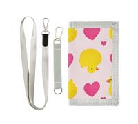 Cartoon Cute Yellow Duck Love Portefeuille à trois volets pour femme cool décontracté à trois volets pour homme avec cordon billetera minimalisa para hombre, Dessin animé mignon canard jaune amour, 1