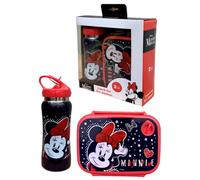 CARTOON Disney Minnie Mouse Ensemble repas 2 pièces en aluminium avec bec verseur pliable et boîte à goûter