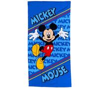 CARTOON Disney Serviette de plage pour enfant, motif Mickey Mouse, 70 x 140 cm, en microfibre, 100 % polyester, séchage rapide, bleu, idée cadeau