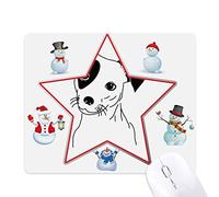 Cartoon Dog Black Illustration Pattern Christmas Snowman Family Star Mouse Pad