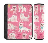 Cartoon Dog Peach Summer Lot de 2 coussins de siège de voiture pour sangles, plus de confort de conduite, housse de siège de voiture pour avion, berline, berline, 25,4 x 19,6 cm