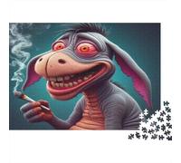 Cartoon Donkey Smoking 1000 Piece Fun Present: Creepy Red-Eyed Donkey for Adults & Kids Activity for Home Gift 52x38cm/1000pcs