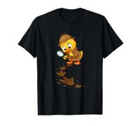 Cartoon Duck Detective Suit Les Traces d'un Dinosaure T-Shirt