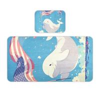 Cartoon Dugong Matelas rafraîchissant pour bébé 4 juillet Jour de l'indépendance 71,1 x 132,1 cm Ultra doux pour enfants et adultes