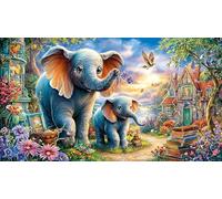 Cartoon-Elephant Puzzle 1000 pièces Papier recyclé Jeu éducatif détente Beau Puzzle de décoration pour Adultes et Enfants 38x52/1000 pièces
