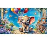 Cartoon éléphant Puzzle 1000 pièces pour Enfants - Jeu Amusant & Stimulant pour Adultes et Famille 75x50/1000pcs