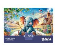 Cartoon Éléphant Puzzle 1000 PiècesÉléphant Book pour Experts Carton Résistant À l'usure Difficile Anti-Stress Édition Limitée avec Affiche Guide 70x50cm/1000pcs