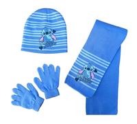 CARTOON Ensemble d'accessoires pour enfants coordonné chapeau écharpe et gants taille unique, Stitch, taille unique