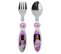 CARTOON Ensemble de couverts Barbie en acier inoxydable non toxique 2 pièces cuillère et fourchette pour enfants
