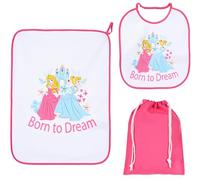 CARTOON Ensemble de crèche 3 pièces, bavoir et set de table avec dos plastifié, sac à lunch complet, Princesses (1), taille unique