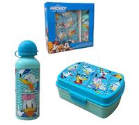 CARTOON Ensemble gourde et boîte à goûter en plastique réutilisable sans BPA Disney Mickey Mouse 2 pièces pour enfants