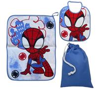 CARTOON ensemble maternelle 3 pièces avec bavoir, set de table plastifié et sac repas, Spidey, taille unique