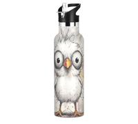 Cartoon Esthétique Pet Chicken Bouteille d'eau isotherme étanche et sans BPA 590 ml avec paille Isolation sous vide à double paroi pour école garçons filles