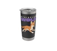 Cartoon Ethiopian Wolf Race Animal Lover Cute Wolves Gobelet isotherme en acier inoxydable double paroi