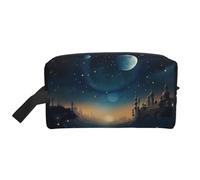 Cartoon Eye Trousse de toilette de voyage portable de grande capacité (modèles imprimés) étanche pour homme et femme pour voyages d'affaires, fitness, salle de bain, rangement quotidien, Lune étoile