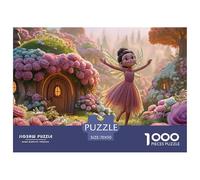 Cartoon Fairy with Pink Rose Dress 1000 Pièces Papier Premium Puzzle Hobbit-Style Village Méditatif Jigsaw Déco Maison pour Enfants 70x50cm/1000pcs