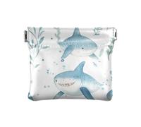 Cartoon Fish Sea White PU Leather Small Coin Cute Card Key Organizers for Women, dessin animé poisson mer blanc, 1 size, Impression artistique