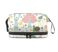 Cartoon Forest Owl Bear Wolf and Rabbit Trousse de toilette double couche pour femme et fille Trousse de toilette de voyage Trousse de maquillage pratique avec compartiment à brosse, multicolore,