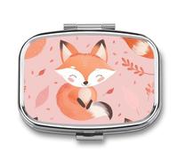 Cartoon Fox Boîte à pilules à 2 Compartiments pour Poche Organisateur de Vitamines 5.5x4cm
