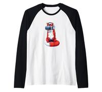 Cartoon Fox Gamer dans Un Casque VR Playful Nerd Manche Raglan
