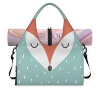 Cartoon Fox Sac de sport pour homme et femme Motif renard mignon Sac de week-end avec compartiment à chaussures Sac fourre-tout pour yoga, gym, voyage, couleur, L, Organiseur de sac
