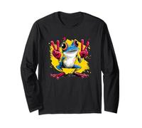 Cartoon Frog Double Peace Retro Pop Graphic Sign Geste Manche Longue