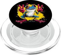 Cartoon Frog Double Peace Retro Pop Graphic Sign Geste PopSockets PopGrip pour MagSafe