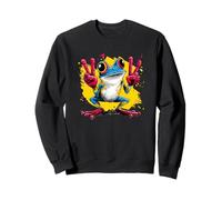 Cartoon Frog Double Peace Retro Pop Graphic Sign Geste Sweatshirt