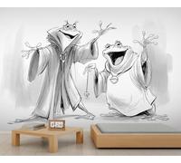 Cartoon Frog Murals Wizard Frog Wallpaper for Walls Black and White Wizard Wallpaper for Kids Bedroom Living Room Sofa TV Background Large Wall Poster 450 x 300 cm