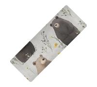 Cartoon Funny Bear Tapis de yoga imprimé gris antidérapant en caoutchouc naturel antidérapant, épais 1 mm avec tapis de yoga tapete para ejercicio 180,3 x 66 cm pour le sol