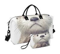 Cartoon Funny Grey Sea Otter Travel Bag Weekender Travel Overnight Bag Sports Gym Bag with Toiletry Bag for Hiking Waterproof bolsas para viajar en Avion de Mujer