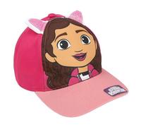 CARTOON Gabby's Dollhouse Casquette pour fille avec visière et oreilles pailletées, rose réglable, taille 53 cm, bonnet d'été pour enfants, 65 % coton, 35 % polyester, officiel