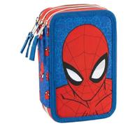 CARTOON Giotto Trousse scolaire 3 fermetures éclair triple compartiment complet 44 pièces couleurs papeterie pour enfants, Spiderman 1, Organisateur de sac