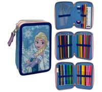 CARTOON Giotto Trousse scolaire 3 fermetures éclair triple compartiment complet 44 pièces couleurs papeterie pour enfants, La Reine des Neiges 1, Organisateur de sac