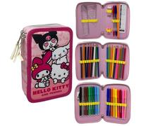 CARTOON Giotto Trousse scolaire 3 fermetures éclair triple compartiment complet 44 pièces couleurs papeterie pour enfants, Hello Kitty 1, Organisateur de sac