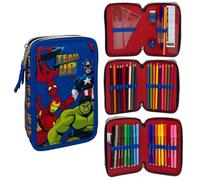 CARTOON Giotto Trousse scolaire 3 fermetures éclair triple compartiment complet 44 pièces couleurs papeterie pour enfants, Avengers, Organisateur de sac