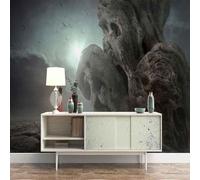 Cartoon Girl Stone Bird Art Papier Peint 3D Installation Facile Intissé Tapisserie Bureau Salon Canapé Chambre Décoration Murale-150cm×105cm