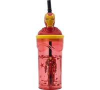 CARTOON Gobelet avec paille avec personnage 3D en plastique réutilisable BPA Free capacité 360 ml (Iron Man (1))