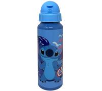 CARTOON Gourde Stitch Disney en aluminium avec paille bouteille bleu ciel 550 ml accessoire pour enfants