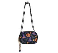 Cartoon Halloween Magic Hats Jack-o'-Lanterns and Bats Anti Theft Crossbody Bag Men Beauty with Adjustable Strap Mini Shoulder Bag Have a meal carteras de mano para mujer