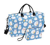 Cartoon Hamster Bleu Clair Décoratif Carry On Personal Item Bag Sports Duffel Bags with Toiletry Bag for Trekking Waterproof bolsas de para Mujer en Avion